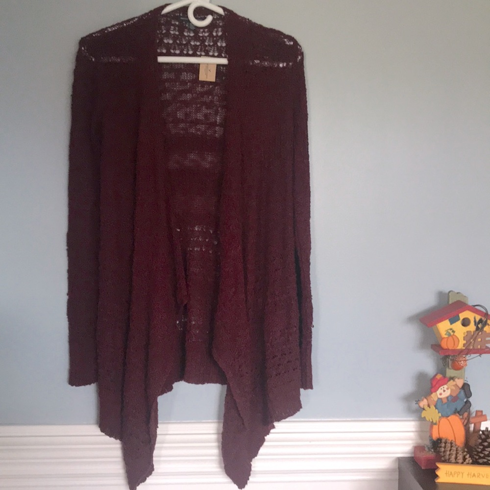 American Eagle NWT Maroon Open Cardigan sz XS